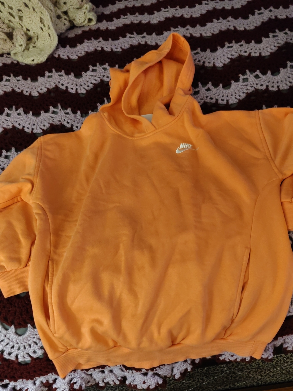 Nike Orange Hoodie with White Swoosh Logo
